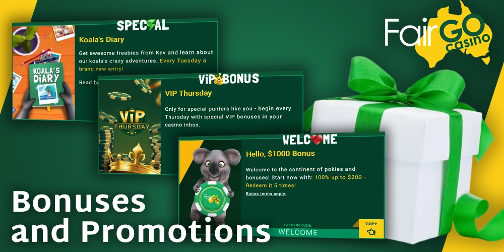 Bonuses and Promotions at Fair GO Casino for Australian players