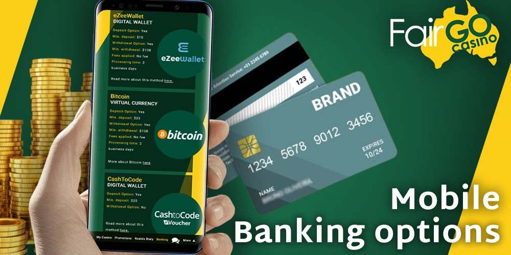 Banking options in FairGo mobile casino