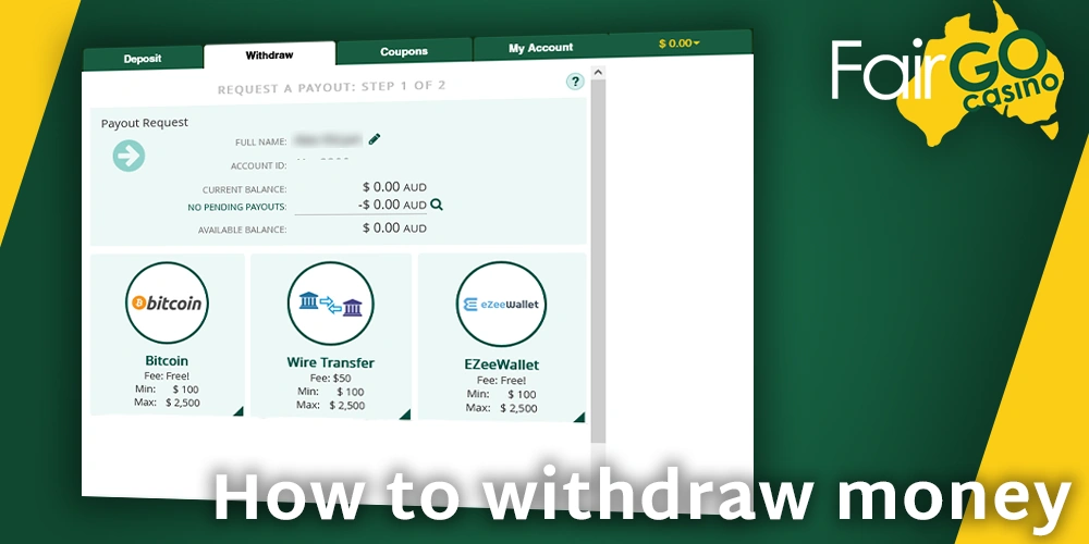 Instruction on How to withdraw money from Fair GO Casino