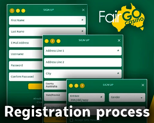 Step-by-step instructions on how to register a Fair GO casino account