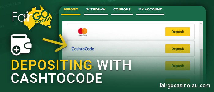 The process of depositing at Fair Go Casino