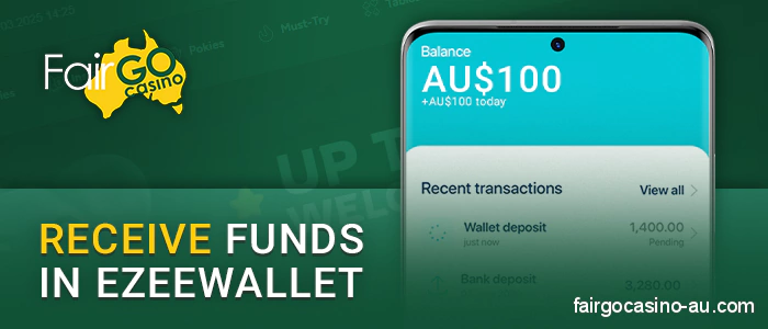 Get money from Fair Go Casino to your eZeeWallet account