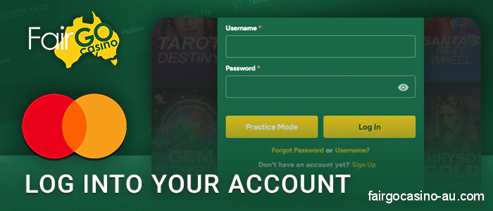Authorize at Fair Go Casino to deposit via Mastercard