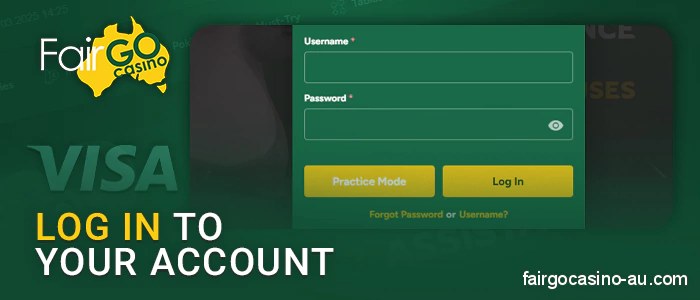 Authorize your Fair Go Casino account to deposit via Visa
