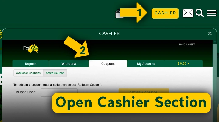 Where to activate no deposit bonus at Fair Go Casino
